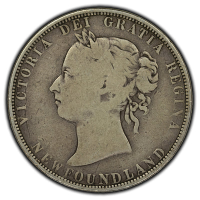 SOLD Newfoundland 1898 Large W 50 Cents Silver Coin - G-6