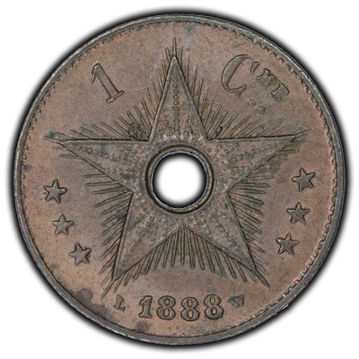 SOLD Belgian Congo 1888 1 Centime Coin KM #1