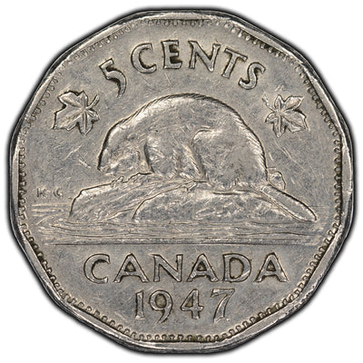 SOLD Canada 1947 Dot 5 Cents Nickel Coin - F-12