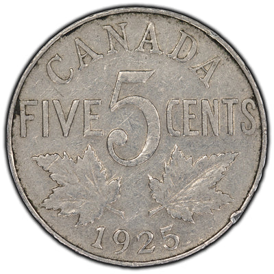 SOLD Canada 1925 5 Cents Coin - VG-10