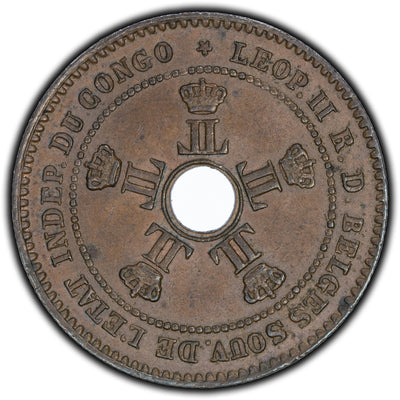 SOLD Belgian Congo 1888 2 Centimes Coin KM #2
