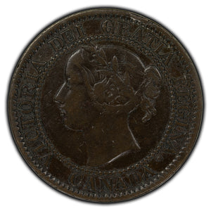 SOLD Canada 1858 1 Cent Coin First Year Of Issue - F-15 (corrosion)