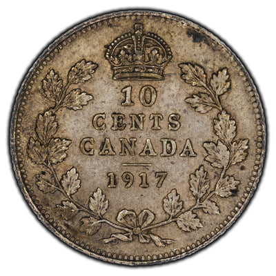 SOLD Canada 1917 10 Cents Silver Coin - VF-20