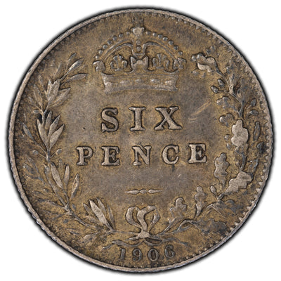 Great Britain 1906 6 Pence Silver Coin KM #799