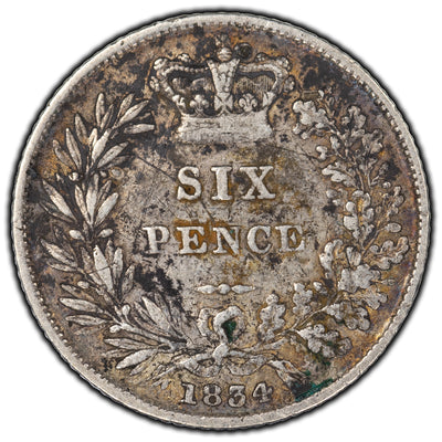 Great Britain 1834 6 Pence Silver Coin KM #712