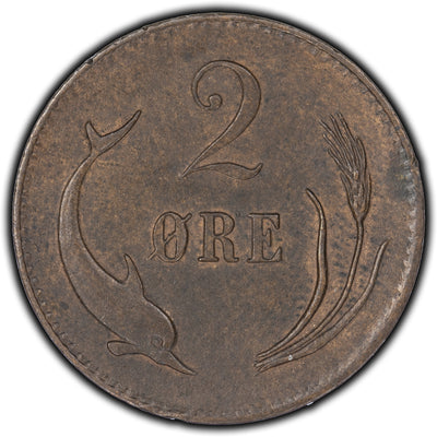 Denmark 1874 2 Ore Coin KM #794.1