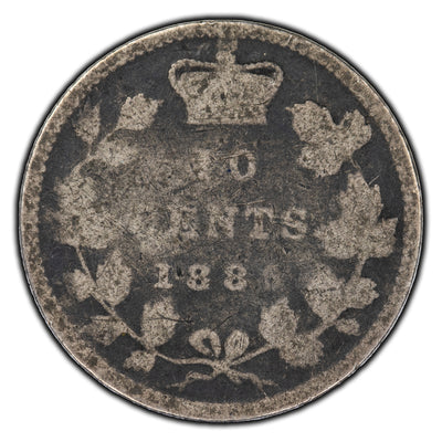 SOLD Canada 1886 Obv 4 Small 6 10 Cents Silver Coin - G-4