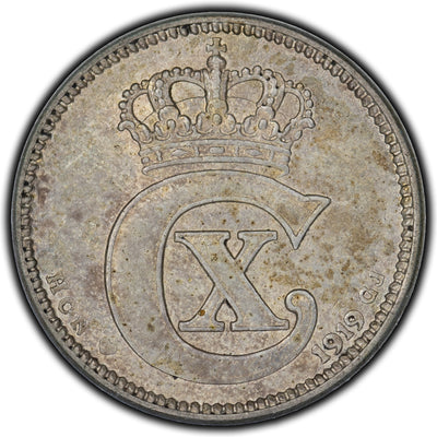Denmark 1919 25 Ore Silver Coin KM #815.2