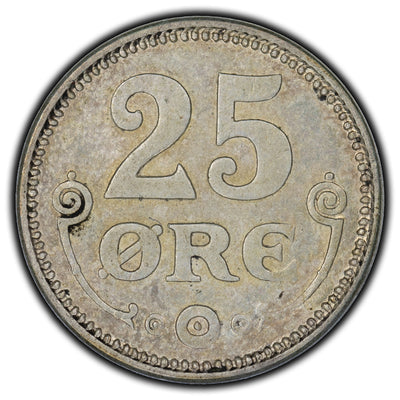Denmark 1919 25 Ore Silver Coin KM #815.2