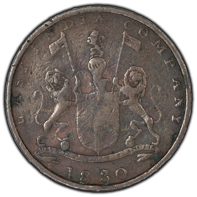 India Bombay Presidency 1830 1/4 Anna Coin KM #231.1