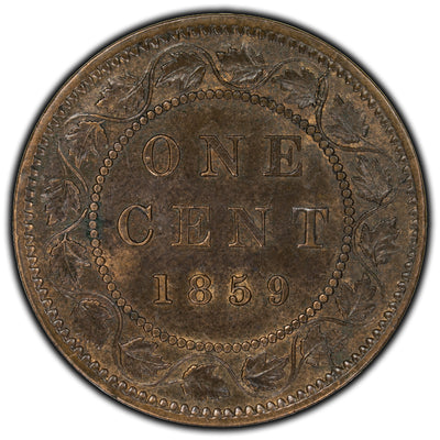 SOLD Canada 1859 Narrow 9 1 Cent Coin - Cleaned