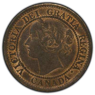 SOLD Canada 1859 Narrow 9 1 Cent Coin - AU-50