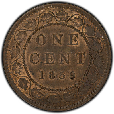 SOLD Canada 1859 Narrow 9 1 Cent Coin - AU-50
