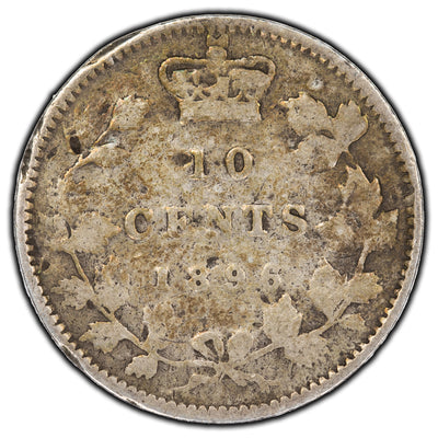 SOLD Canada 1896 Obverse 6 10 Cents Silver Coin - Damage