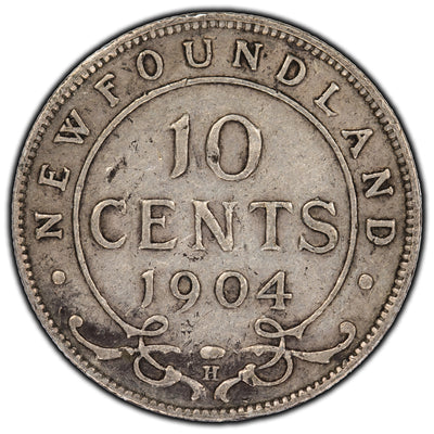 SOLD Newfoundland 1904 10 Cents Silver Coin - VG-10