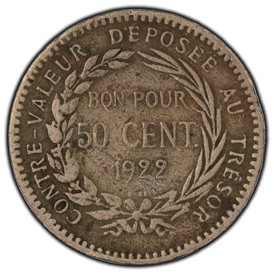 SOLD Martinique 1922 50 Centimes KM #40