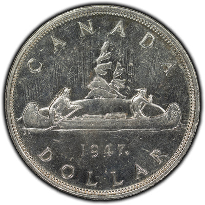 SOLD Canada 1947 Maple Leaf $1 Dollar Silver Coin - AU-50