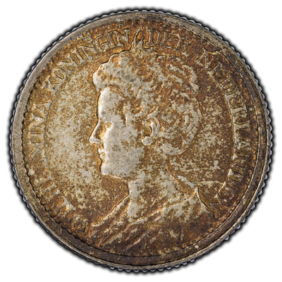 Netherlands 1919 25 Cents Silver Coin KM #146