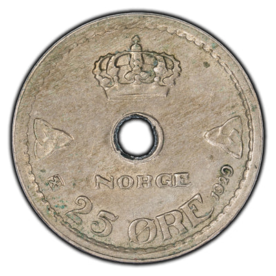 Norway 1929 25 Ore Coin KM #384