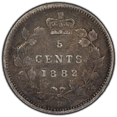 SOLD Canada 1882-H 5 Cents Silver Coin - F-12