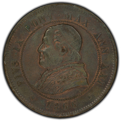 Papal States 1866 4 Soldi Coin KM #1374