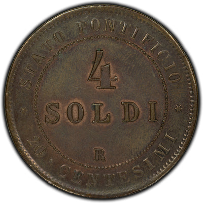Papal States 1866 4 Soldi Coin KM #1374