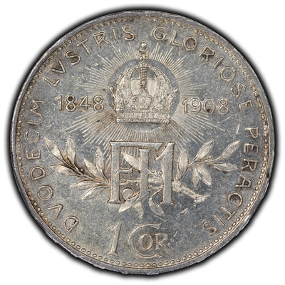 SOLD Austria 1908 60th Year Of Reign Corona Silver Coin KM #28