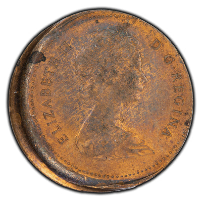 Canada 1981 1 Cent Coin - Mint Error Struck Off Center