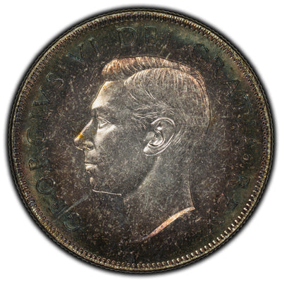 SOLD Canada 1949 50 Cents Silver Coin - Toned