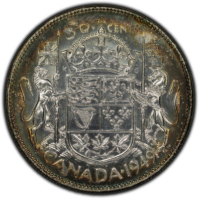 SOLD Canada 1949 50 Cents Silver Coin - Toned