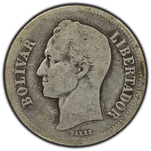 SOLD Venezuela 1922 2 Bolivars Silver Coin Y #23