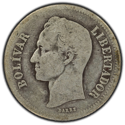 SOLD Venezuela 1922 2 Bolivars Silver Coin Y #23