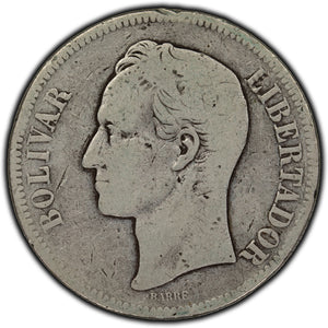SOLD Venezuela 1903 5 Bolivars Silver Coin Y #24.2