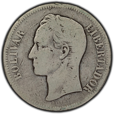 SOLD Venezuela 1903 5 Bolivars Silver Coin Y #24.2