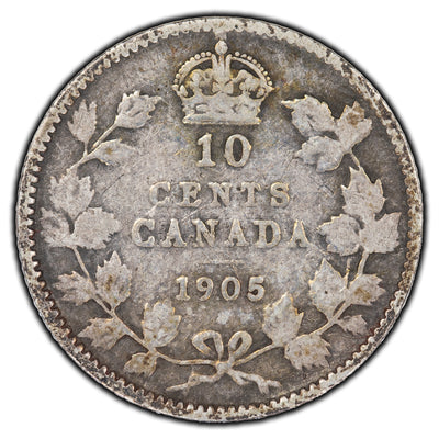SOLD Canada 1905 10 Cents Silver Coin - Scratches