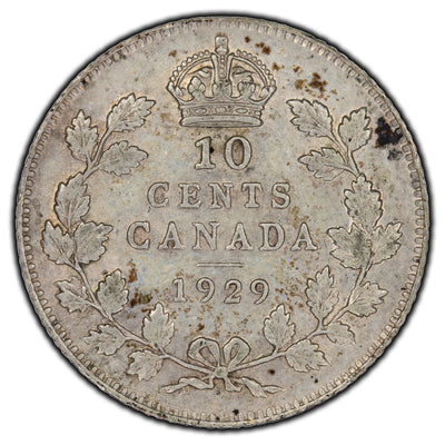 SOLD Canada 1929 10 Cents Silver Coin - VF-20