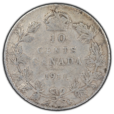 SOLD Canada 1911 10 Cents Silver Coin - F-12
