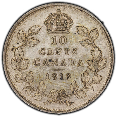Canada 1919 10 Cents Silver Coin - VF-30