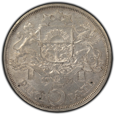 SOLD Latvia 1931 5 Lati Silver Coin KM #9