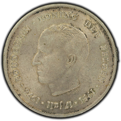 SOLD Belgium 1976 Slant 5 250 Francs Silver Coin KM #158.1