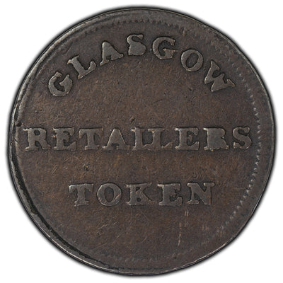 SOLD Scotland 1828 Glasgow Retailers One Farthing Token W #7370