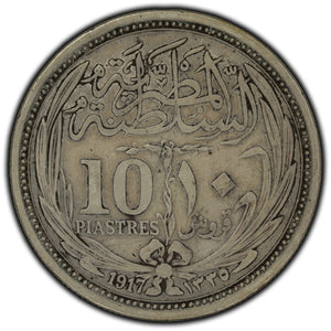 SOLD Egypt 1917 10 Piastres Silver Coin KM #319