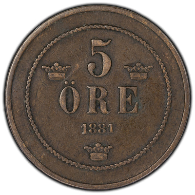 Sweden 1881 5 Ore Coin KM #757