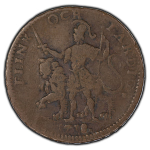 SOLD Sweden 1718 1 Daler Coin KM #A356 - Emergency Coinage