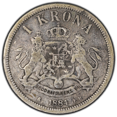 SOLD Sweden 1884 Krona Silver Coin KM #747