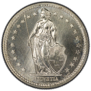 SOLD Switzerland 1957B 2 Francs Silver Coin KM #21 - Specimen