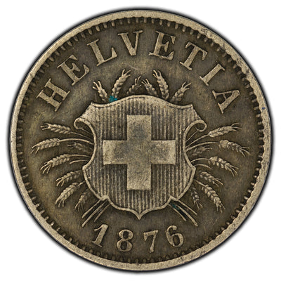 Switzerland 1876 5 Rappen Coin KM #5