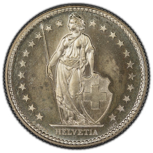 SOLD Switzerland 1961B 2 Francs Silver Coin KM #21 - Specimen