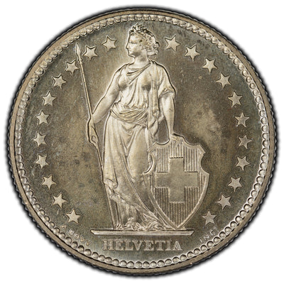 SOLD Switzerland 1961B 2 Francs Silver Coin KM #21 - Specimen