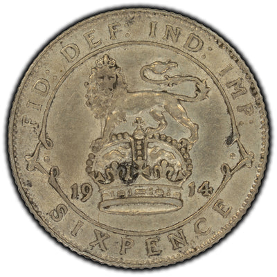 SOLD Great Britain 1914 6 Pence Silver Coin KM #815